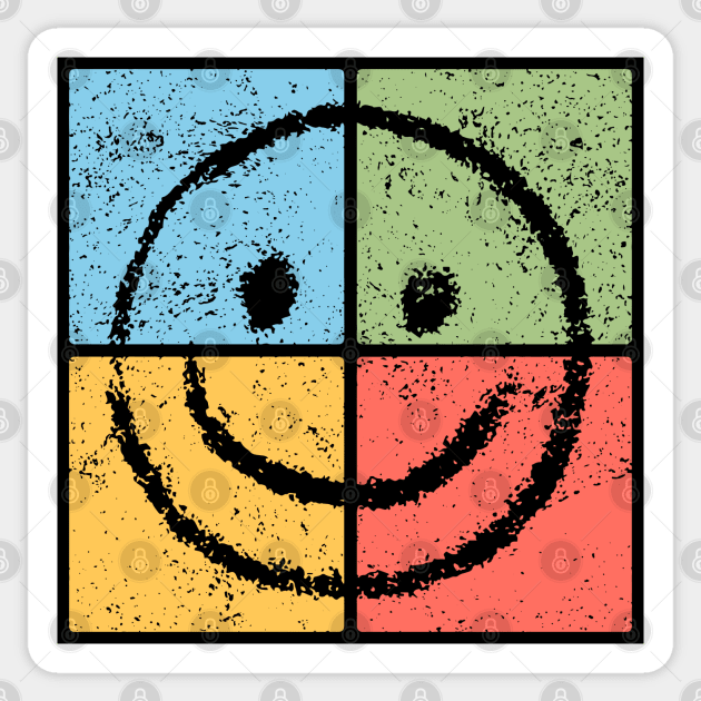 Smiley Pop Art Design - Retro Happy Face Icon Sticker by TuncGK